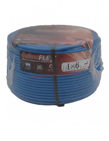 Cable Unipolar 1x6 Mm Azul X 100 Mts.