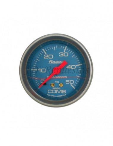 Reloj Presion Nafta 50psi Racing Celeste Mecánico (313c50)