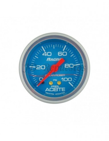 Reloj Presion Aceite 100psi Racing Celeste (315c100)