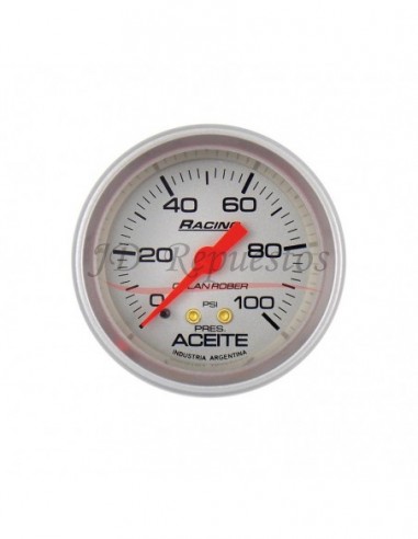 Reloj Presion Aceite 100psi Racing Plata (315p100)