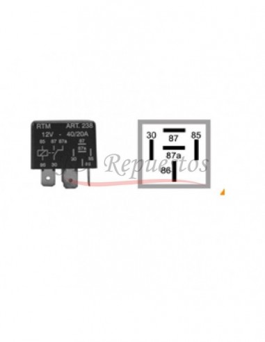 Mini Relay 12v Conexion Ford / 5 Term / Sin Soporte / Inverso R