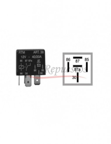 Mini Relay 12v / 5 Term / Con Soporte / 60 Amp