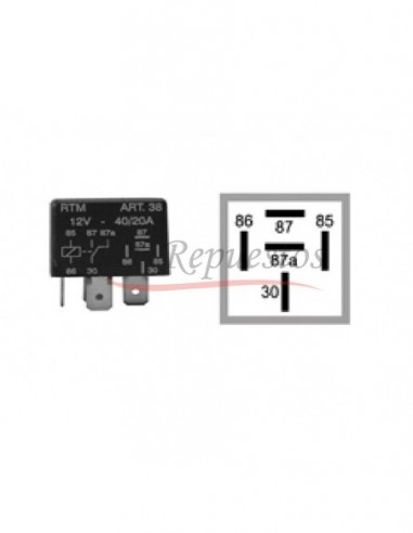 Mini Relay 12v / 5 Term / Con Soporte / Con Resistencia