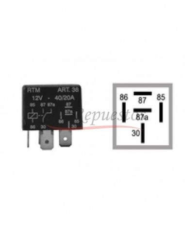 Mini Relay 12v / 5 Term / Con Soporte / Inversor / Con Resistencia