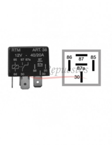 Mini Relay 12v / 5 Term / Sin Soporte / Con Resistencia