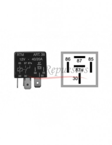 Mini Relay 12v / 5 Term / Sin Soporte / Inversor