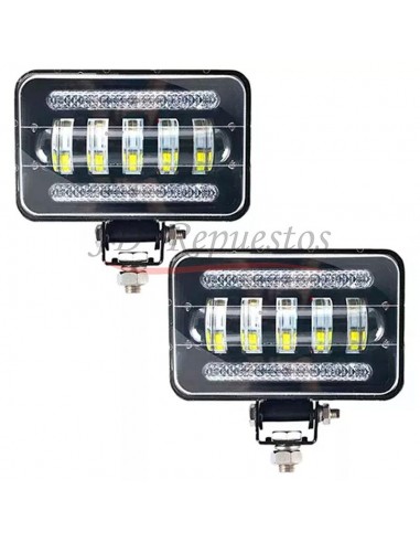 Juego De Faros Led Rectangular - 30w - 10l - Flood - Spot