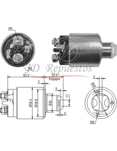 Solenoide Renault 9 / 11 / 19 / Clio ( 23.0700 / 35640700 )