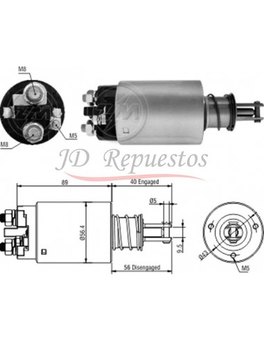 Solenoide Peugeot 504,505 Xd2 (indiel 23.0680)