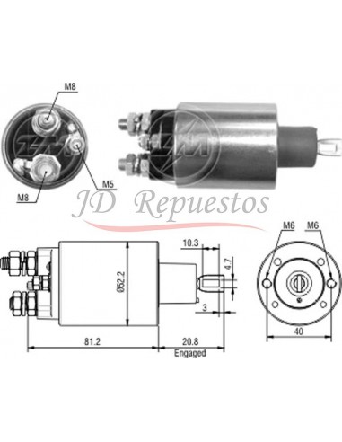 Solenoide Fiat Allis-case-deutz-iveco-m.f-tata (23.0850) Indiel