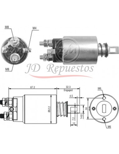 Solenoide Nissan -isuzu (hitachi) 24 Volt