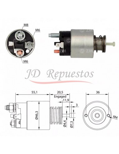 Solenoide Chev Aveo 1.2, Spark 1.0-1.2 12v