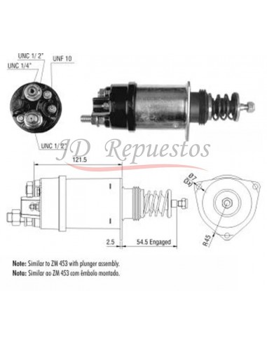 Solenoide Ford Camion 6.6,7.8l (d.remy 37/41mt) C/embolo 12v