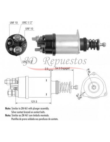 Solenoide Case-caterpilar-cummins (d.remy 42mt) 24v. C/embolo