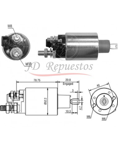 Solenoide Ford F100,1000,150,250,3500,4000,7000,1400-cummins