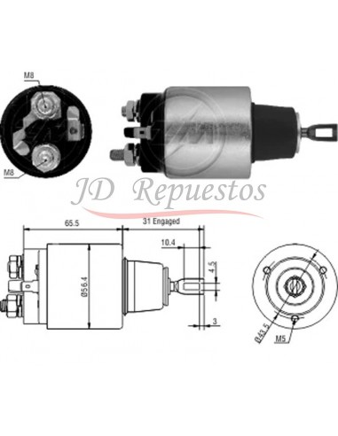 Solenoide Nissan P.up 2.4 ,sentra 1.6 12v.