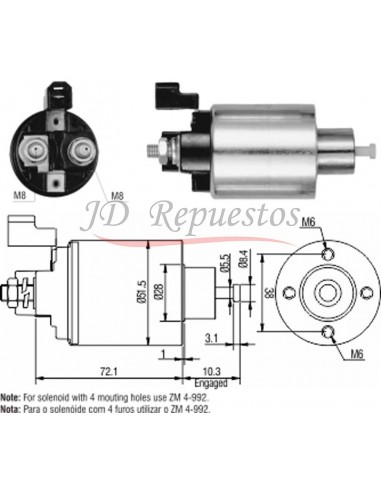 Solenoide Chrysler Stratus (mitsubishi 79873) 12v