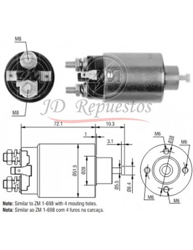 Solenoide Dodge-mazda-mitsubishi-nissan (sb642) 12v C/4 Orificio En Carcaza