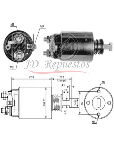 Solenoide Nissan 720 P.up Diesel (hitachi)212057002 12v