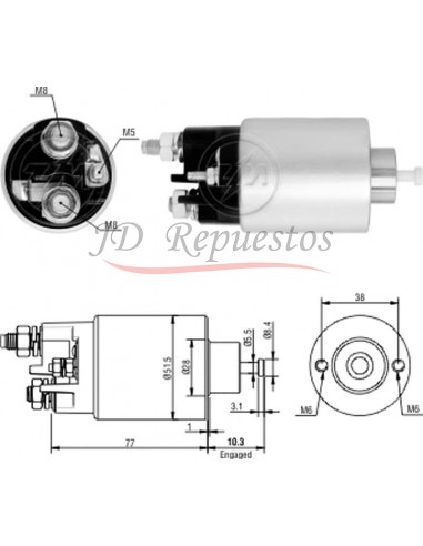 Solenoide Peugeot 206,207,307,406,607,806 (mot85389)