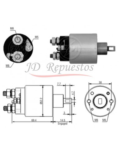 Solenoide Agrale Serie 4000 Tractor C/ Motor Caterpillar (35640975) 12v