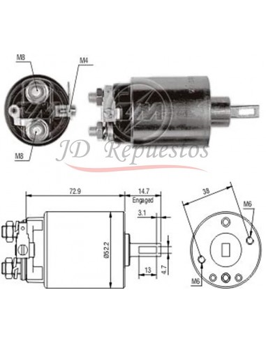 Solenoide Isuzu Trooper,p.up 2.2 D (hitachi) 12v