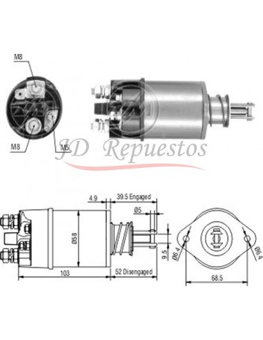 Solenoide Perkins An115/peugeot 504 Diesel/john Deere/massey