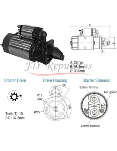 Motor De Arranque Ford F-12000,f-14000/ Vw12.140t,13.150,13.180  12v 3,0kw (9000083077)