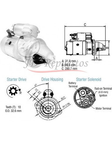 Motor De Arranque Ford F250,f350,f4000 (35262570) M93r (r) 12v 3,0kw