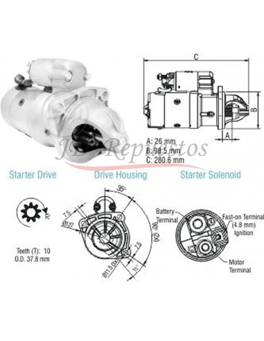 Motor De Arranque Agrale 7500,8000,8500,9200 (35259760) M93r (r) 12v 3,0kw