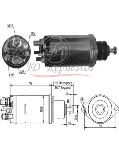 Solenoide Ford Camion 28mt (d.remy) 12v