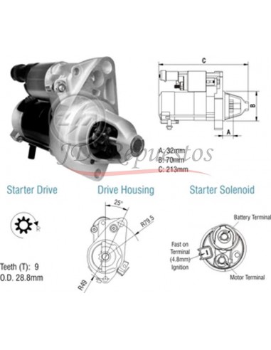 Motor De Arranque Honda Civic 1.8 (428000-3410) Pmgr (r) 12v 0,8kw