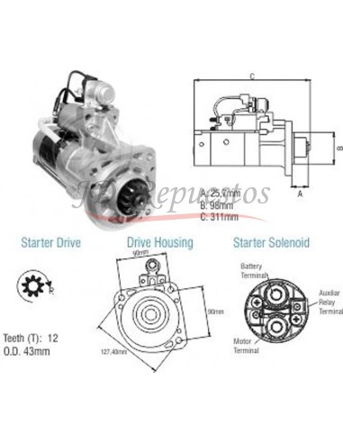 Motor De Arranque Vw/ Volvo Vm (m009t62572za) 24v 5,5 Kw