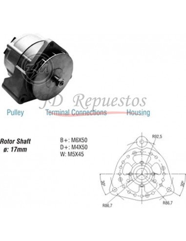 Alternador Case W18,w20/ M.benz 1214, 1218,1414,1418,1614,1630,1924 (9120080) 24v