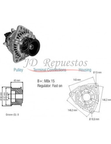 Alternador M.benz 915, Atego, Econic, Omnibus (0124555016) 24v