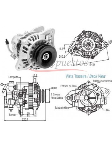 Alternador L200 2.5 / 2.8 C/depresor 12v 80a Polea Doble