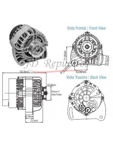 Alternador Fiat Palio,punto,siena,strada,uno (51876424) 12v