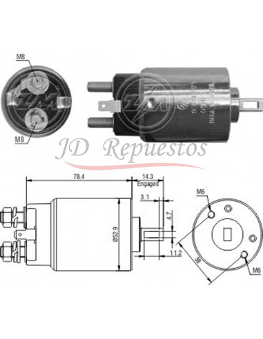 Solenoide Nissan 2.3,2.5 Diesel 12v. (bosch) 12v