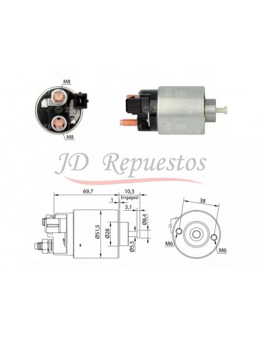 Solenoide Citroen Berlingo,c3,c4,c5- Mini Cooper- Peugeot 2008,207,208,508,308,partner 12v