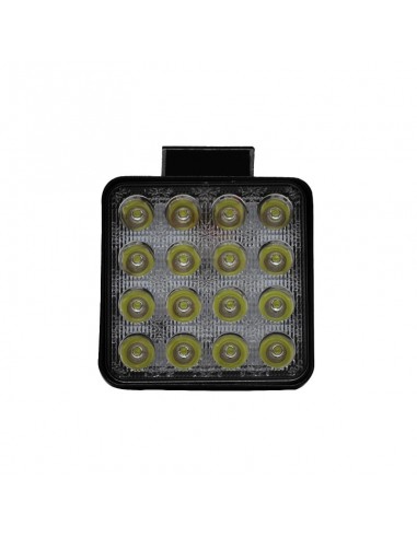 Faro De 16 Led Cuadrado 48 Watts 6cm Profundidad Blanco 12v - 24v Iluminacion Spot