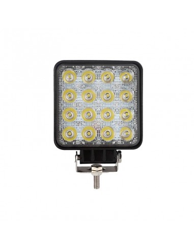 Faro De Led Universal Cuadrado 48 Watts (16 Led 3 Watts) Color Blanco 12v / 24v - Haz De Luz Spot -